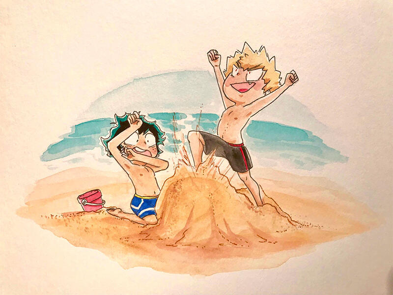 Beach Heroes [Watercolor, Ink]